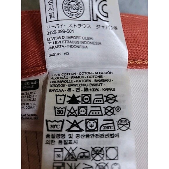 Levis Mens 501 Jeans 40x32 Straight Salmon Orange Button Fly High Rise Shrink - Picture 11 of 16